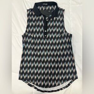 Women’s Bad Birdie Polos Sleeveless Polo Cattail Multi Color Size Large New